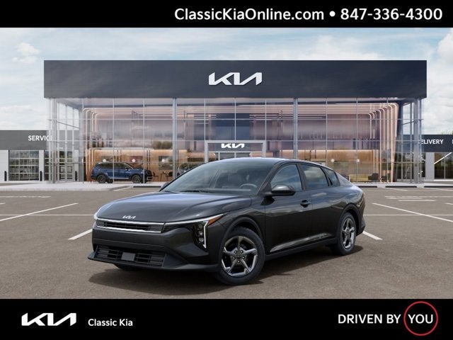 2026 Kia K4 LXS in Interstellar Gray — front three-quarter view