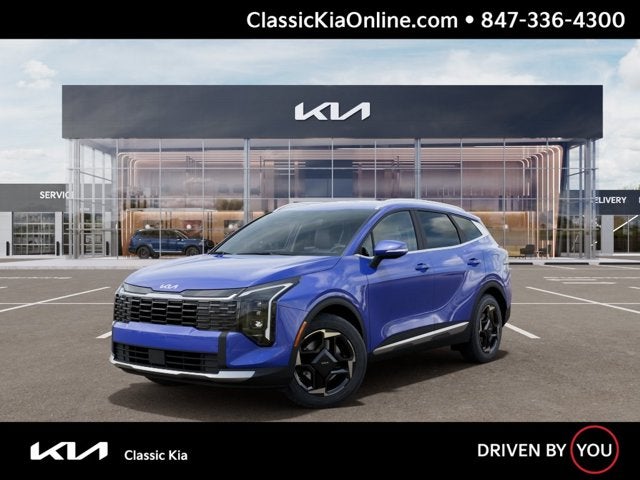 2026 Kia Sportage EX in Nebular Blue — front three-quarter view