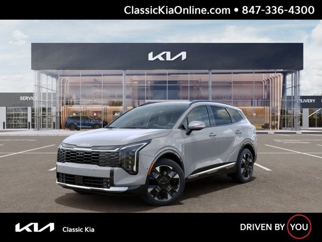 2026 Kia Sportage SX-Prestige in Wolf Gray — front three-quarter view
