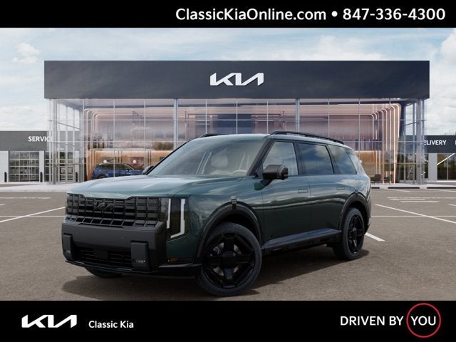 2027 Kia Telluride X-Line SX in Black Jade Green — front three-quarter view