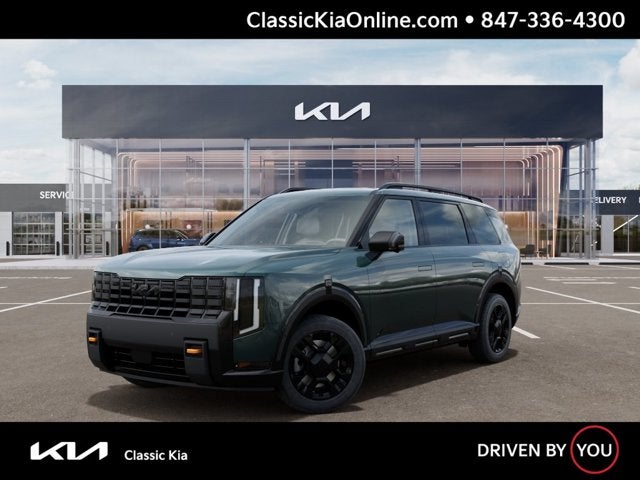 2027 Kia Telluride X-Pro SX in Black Jade Green — front three-quarter view