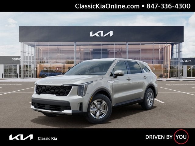 2026 Kia Sorento LX in Ivory Silver — front three-quarter view