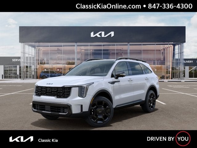 2026 Kia Sorento X-Line SX in Glacial White Pearl — front three-quarter view