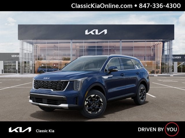 2026 Kia Sorento S in Midnight Lake Blue — front three-quarter view