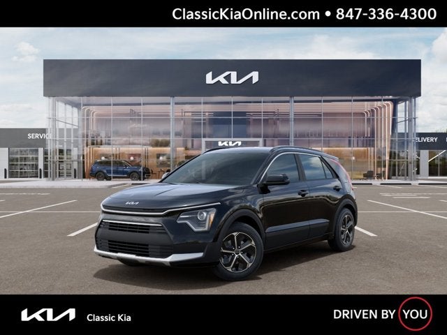 2026 Kia Niro LX in Aurora Black Pearl — front three-quarter view
